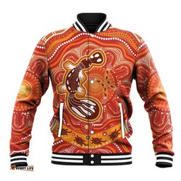 Aboriginal Goanna Art Baseball Jacket Native Australian Animals