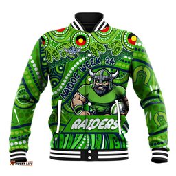 Custom Australia NAIDOC Week 2024 Baseball Jacket Canberra Raiders Mascot Keep The Fire Burning DT02