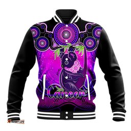 Personalised Australia Cancer Koala Zodiac Baseball Jacket Auz Astrology Aboriginal - Magenta