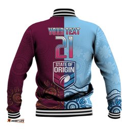 Custom QLD Cane Toad and NSW Cockroach Baseball Jacket Aboriginal Inspired Together