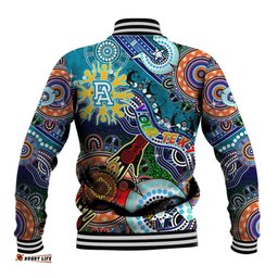 Custom NAIDOC Week 2024 Port Adelaide Power Baseball Jacket Australia Aboriginal Dot Painting DT02