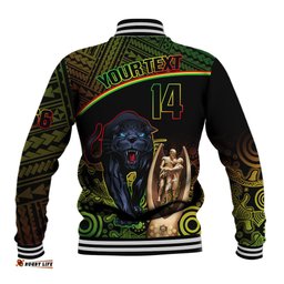 Custom Panthers Rugby Baseball Jacket Go Premiers Back To Back Polynesian Indigenous Art