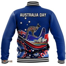 Australia Day Baseball Jacket Indigenous Kangaroo And Boomerang