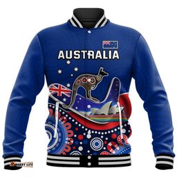 Australia Day Baseball Jacket Indigenous Kangaroo And Boomerang
