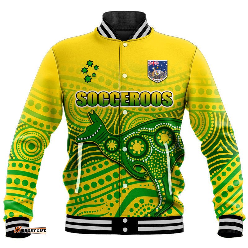 Australia Aboriginal Soccer Baseball Jacket Kangaroo Socceroos Art Style