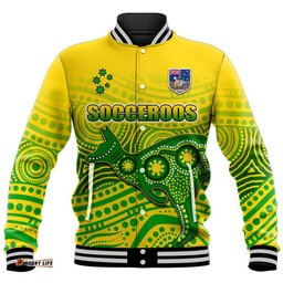 Australia Aboriginal Soccer Baseball Jacket Kangaroo Socceroos Art Style