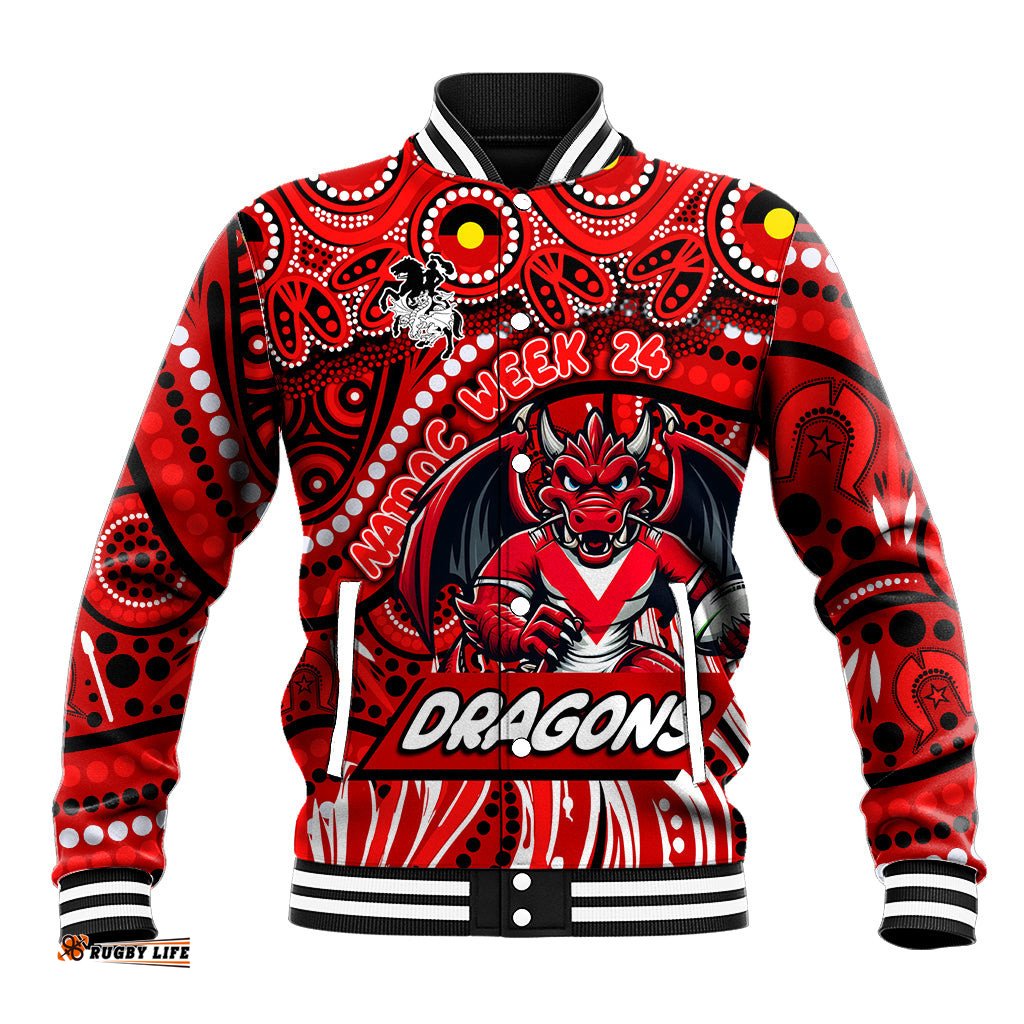 Custom Australia NAIDOC Week 2024 Baseball Jacket Dragons Mascot Keep The Fire Burning DT02
