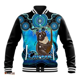 Personalised Australia Cancer Koala Zodiac Baseball Jacket Auz Astrology Aboriginal - Aqua