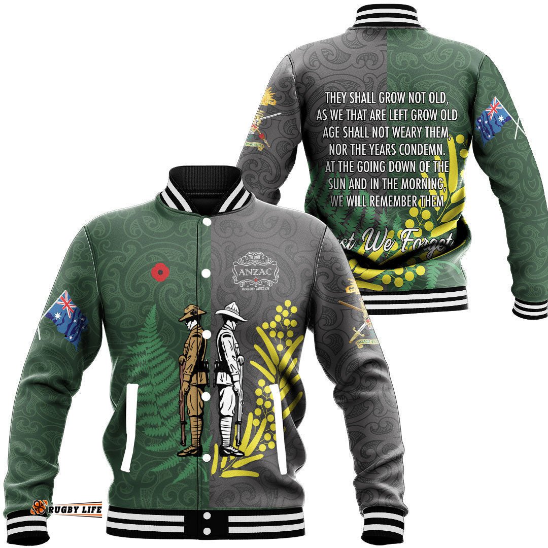 Vibe Hoodie Clothing - Anzac Spirit Lest We Forget Baseball Jacket