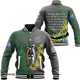 Vibe Hoodie Clothing - Anzac Spirit Lest We Forget Baseball Jacket