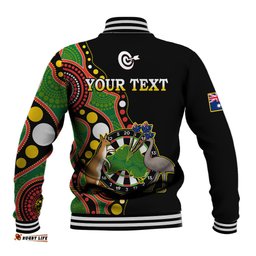 Custom Personalised Australia Darts Indigenous Art Mix Kangaroo And Emu Baseball Jacket