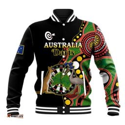 Custom Personalised Australia Darts Indigenous Art Mix Kangaroo And Emu Baseball Jacket