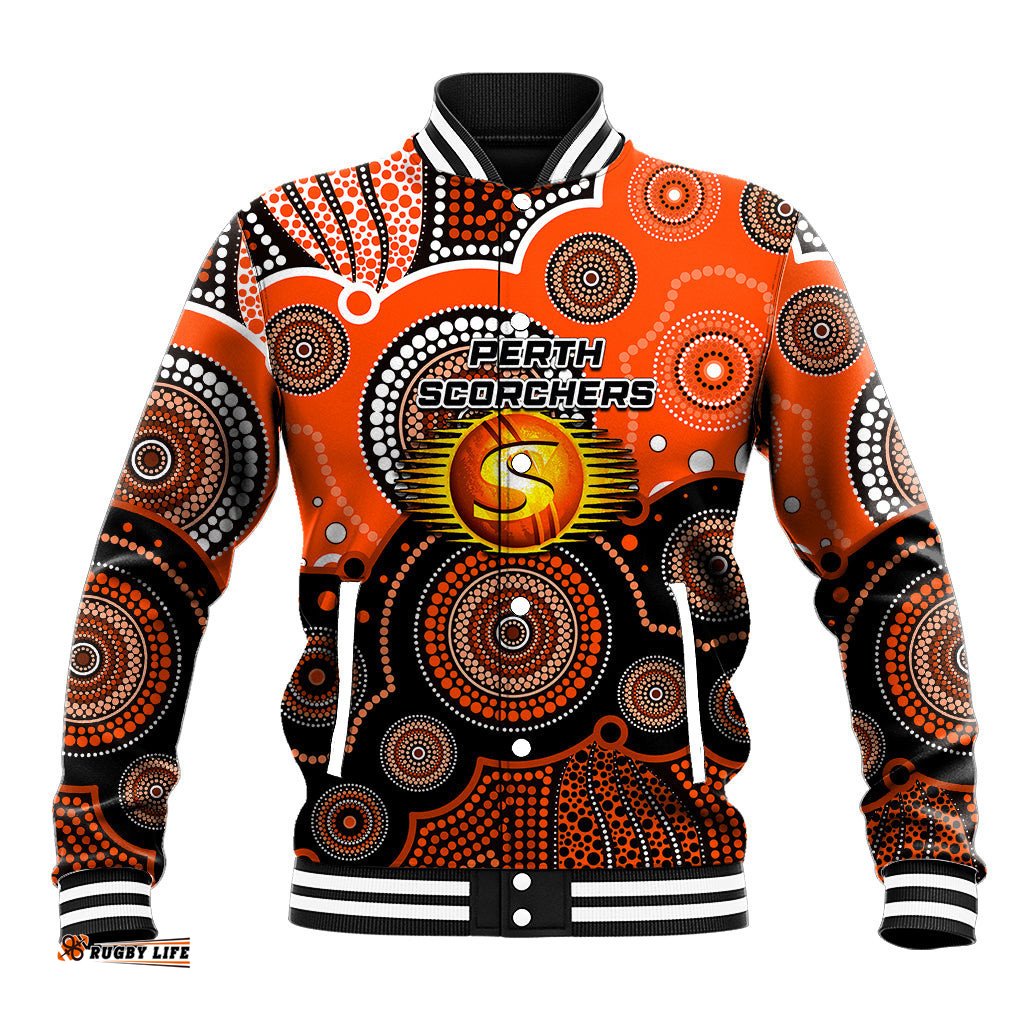 Custom Text And Number Perth Scorchers BBL Baseball Jacket Aboriginal Patterns