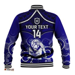 Personalised Bulldogs Rugby Baseball Jacket Go Doggies Aboriginal Mix Polynesian Pattern