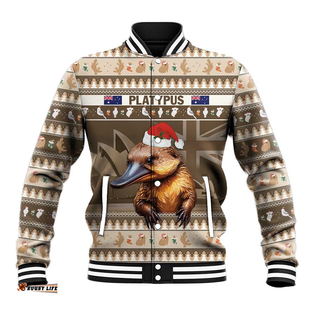 Aussie Platypus Baseball Jacket Merry Christmas