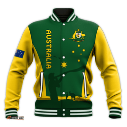Australia National Colours Baseball Jacket Green and Gold