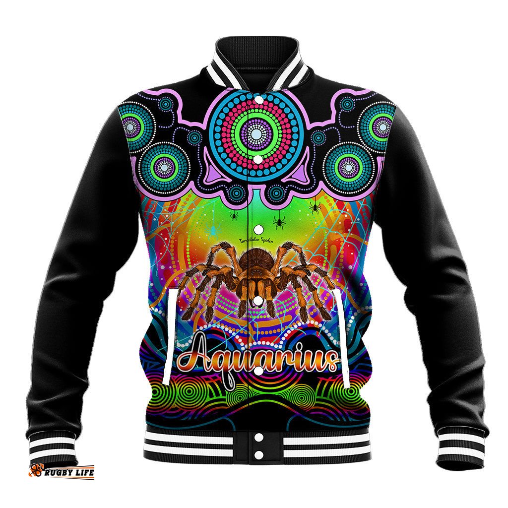 Personalised Australia Scorpio Tarantulas Spider Zodiac Baseball Jacket Auz Astrology Aboriginal - Rainbow