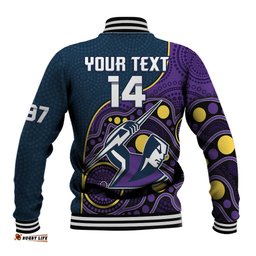 Custom Text And Number Storm Rugby Baseball Jacket Est 1997 Indigenous Art