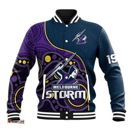 Custom Text And Number Storm Rugby Baseball Jacket Est 1997 Indigenous Art
