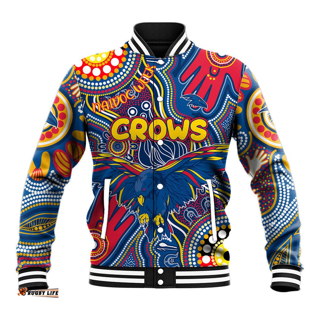 Personalised NAIDOC Week 2024 Adelaide Crows Baseball Jacket Australian Aboriginal Hand Painting DT02