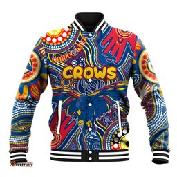 Personalised NAIDOC Week 2024 Adelaide Crows Baseball Jacket Australian Aboriginal Hand Painting DT02
