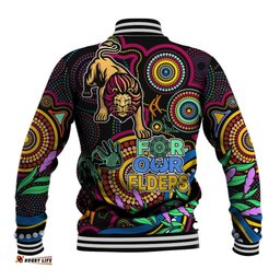 Lions Football Aboriginal Art Baseball Jacket NAIDOC Indigenous Tribal