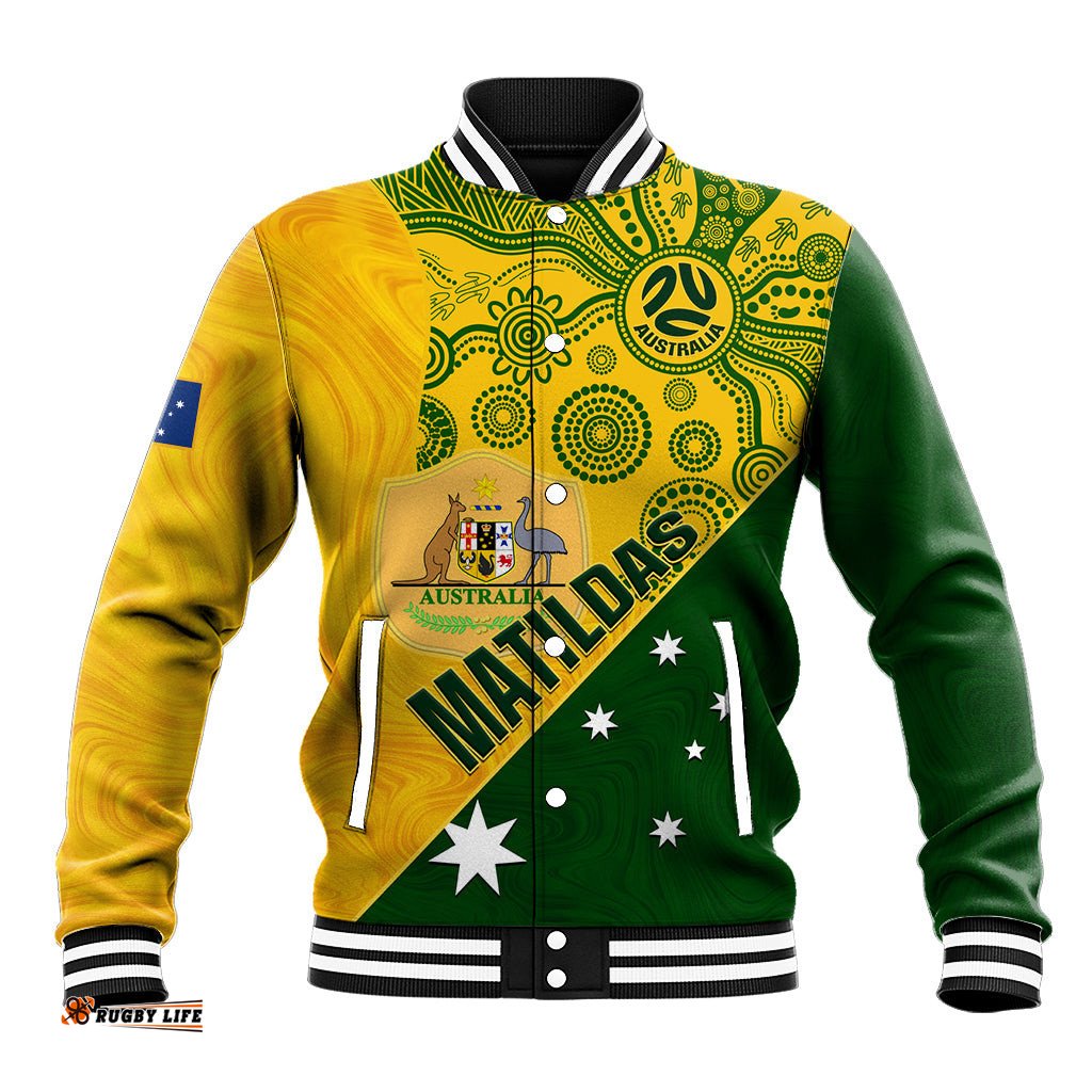 Custom Matildas Soccer Baseball Jacket Australian Indigenous National Color