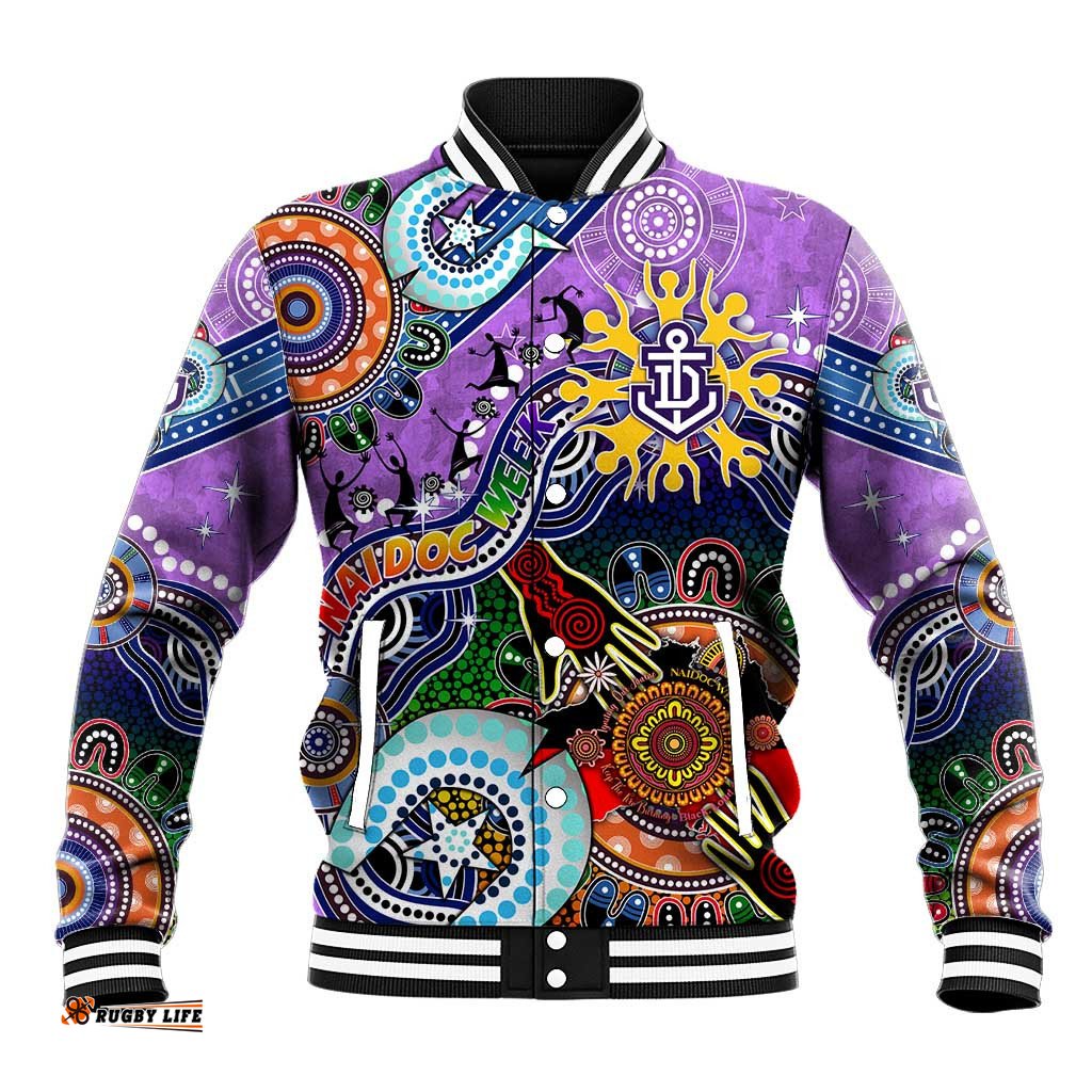 Custom NAIDOC Week 2024 Fremantle Dockers Freo Baseball Jacket Australia Aboriginal Dot Painting DT02