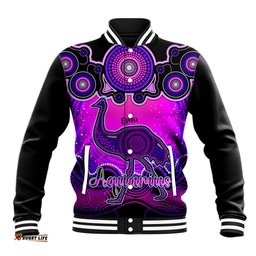 Personalised Australia Aquarius Emu Zodiac Baseball Jacket Auz Astrology Aboriginal - Magenta