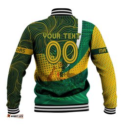 Personalised Matildas Australia Soccer Baseball Jacket Aboriginal Dot Painting DT02