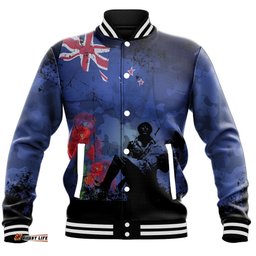 Vibe Hoodie Clothing - New Zealand Anzac Day Soldier & Poppy Camouflage Baseball Jacket