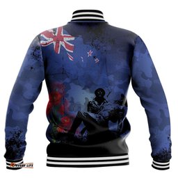 Vibe Hoodie Clothing - New Zealand Anzac Day Soldier & Poppy Camouflage Baseball Jacket