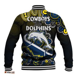 NRL Combine Dolphins and Cowboys Baseball Jacket Aboriginal