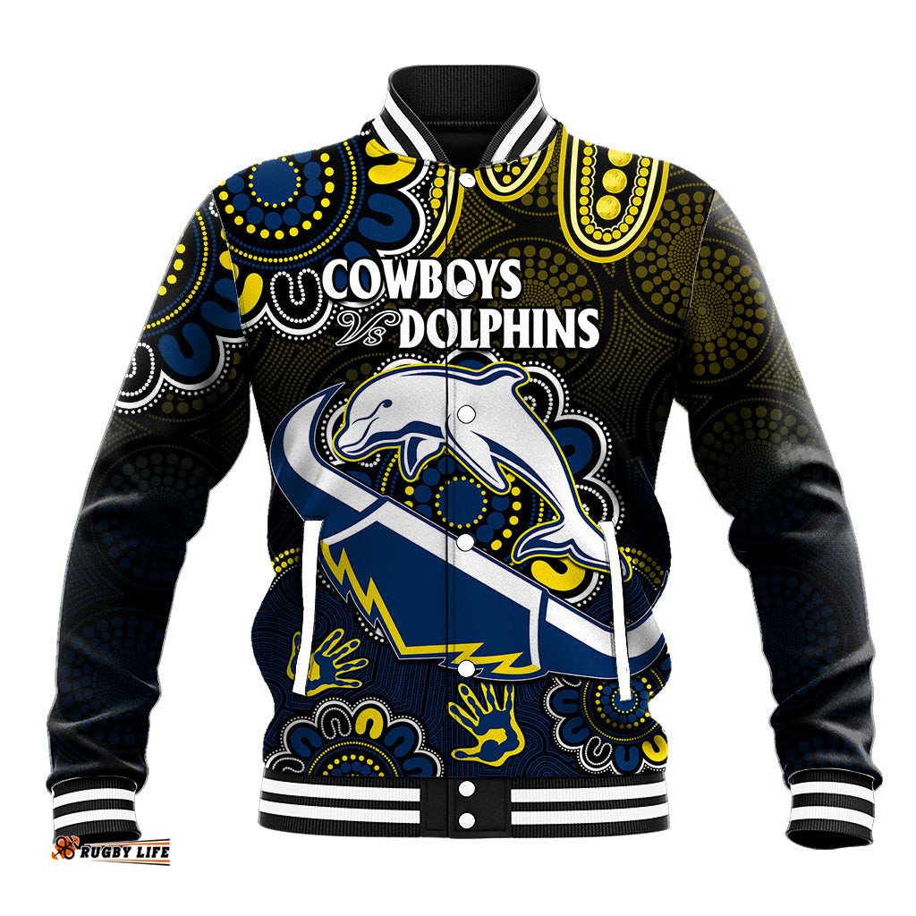 NRL Combine Dolphins and Cowboys Baseball Jacket Aboriginal