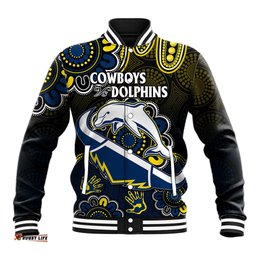 NRL Combine Dolphins and Cowboys Baseball Jacket Aboriginal