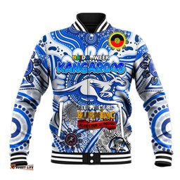 Custom North Melbourne Kangaroos NAIDOC Week 2024 Baseball Jacket Mascot Football DT02