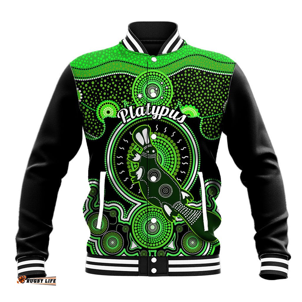 Personalised Australian Astrology Baseball Jacket Aboriginal Platypus Zodiac Sign