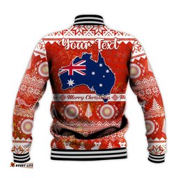 Custom Personalised Australia Baseball Jacket Australian Map Aboriginal Painting Merry Christmas