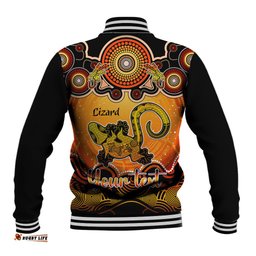 Personalised Australia Leo Lizard Zodiac Baseball Jacket Auz Astrology Aboriginal - Red
