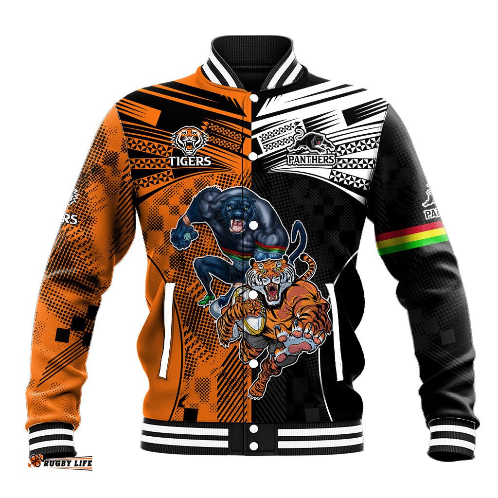 Custom NRL Tigers Combine Panthers Rugby Baseball Jacket Sporty Style