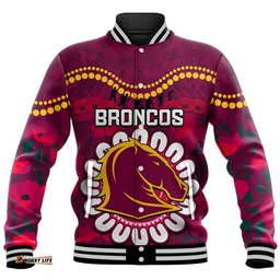 Custom Personalised Broncos Rugby ANZAC Baseball Jacket Camouflage Poppy