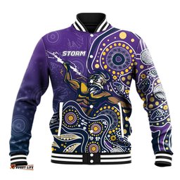 Personalised Storm Rugby Aboriginal Baseball Jacket 2024 GO Storms
