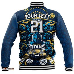 Custom Personalised Titans Rugby Baseball Jacket Boomerang Indigenous Dots