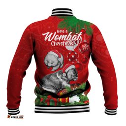 Wombat Lover Baseball Jacket Australia Merry Christmas Aboriginal