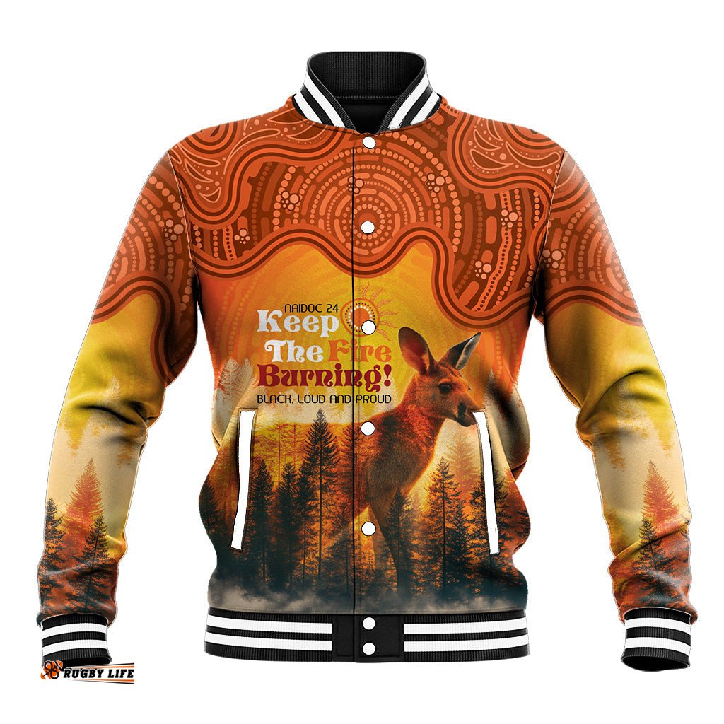 Australian Kangaroo Forests NAIDOC 2024 Baseball Jacket Aboriginal Art Style