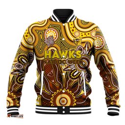 Personalised Hawks NAIDOC Week 2024 Baseball Jacket Aussie Aboriginal Art DT02