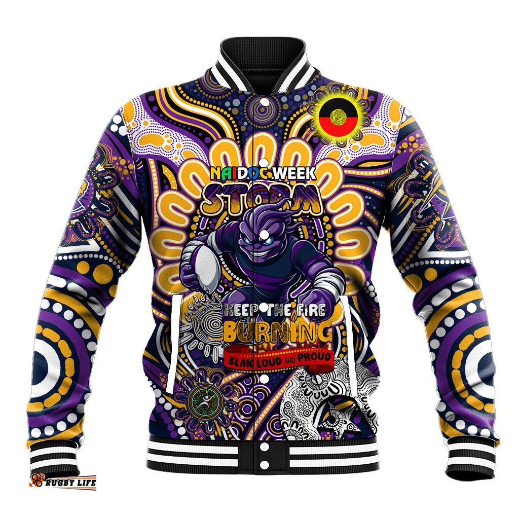 Custom NAIDOC Week 2024 Storm Baseball Jacket Mascot Rugby DT02
