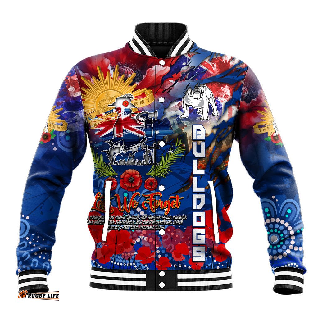 Personalised Australia Rugby Bulldogs ANZAC Baseball Jacket Canterbury-Bankstown Scratch Style DT02
