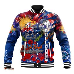 Personalised Australia Rugby Bulldogs ANZAC Baseball Jacket Canterbury-Bankstown Scratch Style DT02