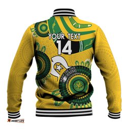 Custom Matildas NAIDOC Week Baseball Jacket Australia Kangaroo Keep The Fire Burning - Yellow